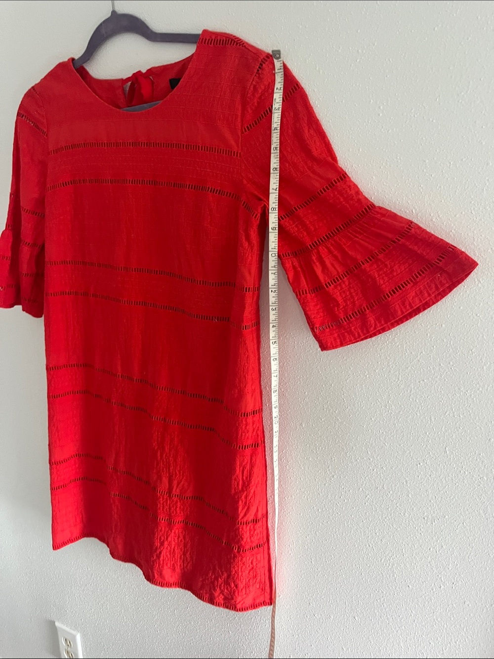J. Crew Red Eyelet Shift Dress
